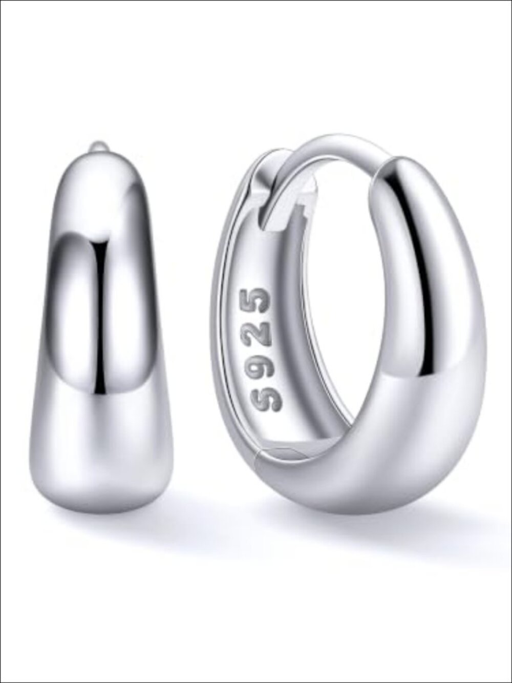 Sterling Silver Chunky Hoop Earrings Huggie Minimalist Women